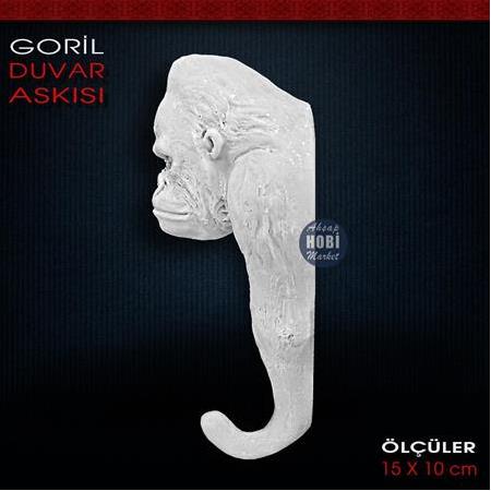 Dekoratif Duvar Askısı Goril Figürlü (15x10 cm) Ham Polyester
