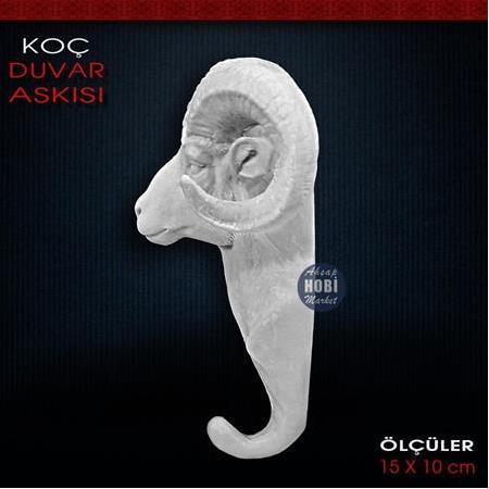 Dekoratif Duvar Askısı Koç Figürlü (15x10 cm) Ham Polyester