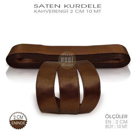 Kahverengi Saten Kurdele - 2cm - 10mt