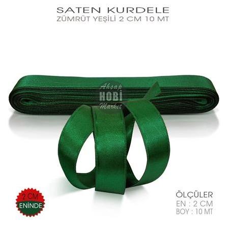 Zümrüt Yeşili Saten Kurdele - 2cm - 10mt