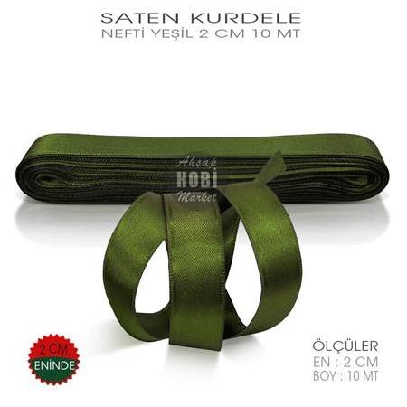Nefti Yeşil Saten Kurdele - 2 cm - 10mt