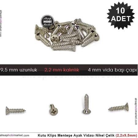 Kutu Klips Kutu Ayagi Vidası Nikel 10 Adet (2,2x9,5mm)