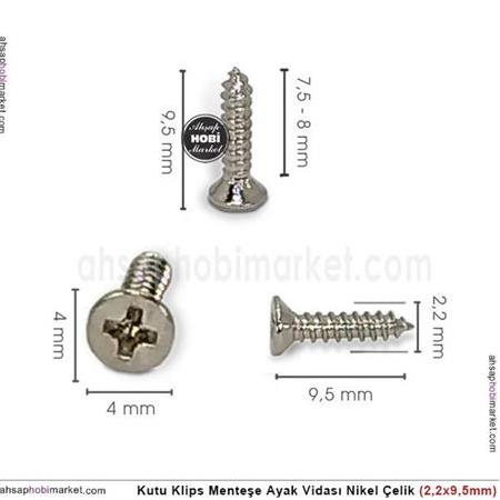 Kutu Klips Kutu Ayagi Vidası Nikel 100 Adet (2,2x9,5mm)