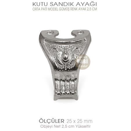 Metal Kutu Ayağı Pati Model (25x25 mm) Parlak Gümüş Renk