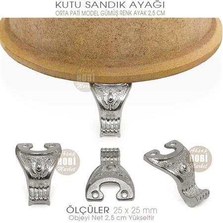 Metal Kutu Ayağı Pati Model (25x25 mm) Parlak Gümüş Renk