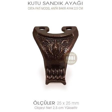 Metal Kutu Ayağı Pati Model (25x25 mm) Antik Bakır