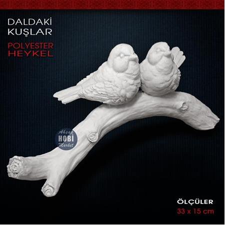 Daldaki Kuşlar Dekor Biblo (33x15 cm) Ham Polyester