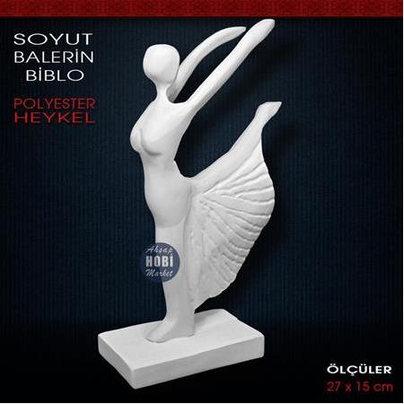 Soyut Balerin Biblo Heykeli (27x15 cm) Ham Polyester