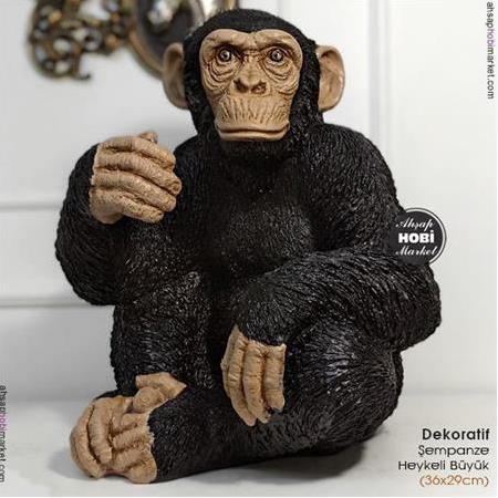 Dekoratif Şempanze Maymun Heykeli Büyük (36x29cm)