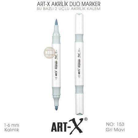 Art-X Akrilik Duo Marker 153 Gri Mavi 2 Uçlu Akrilik Kalem