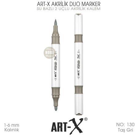 Art-X Akrilik Duo Marker 130 Taş Gri 2 Uçlu Akrilik Kalem