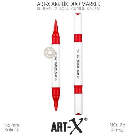 Art-X Akrilik Duo Marker 36 Kırmızı 2 Uçlu Akrilik Kalem