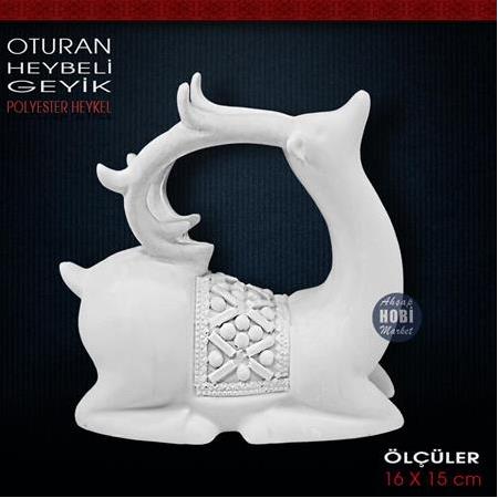 Oturan Heybeli Geyik Biblo (16x15 cm) Ham Polyester