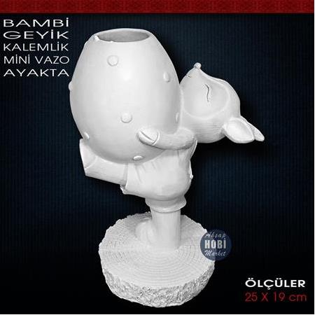 Bambi Geyik Kalemlik Vazo Ayakta (25x19 cm) Ham Polyester