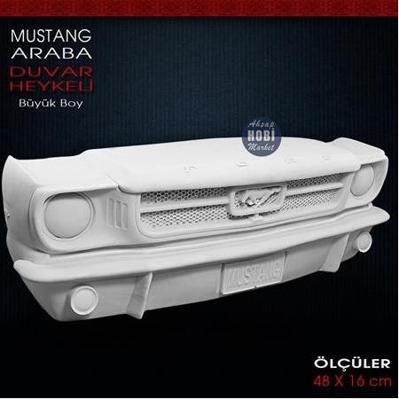 Mustang Araba Duvar Heykeli (48x16 cm) Ham Polyester