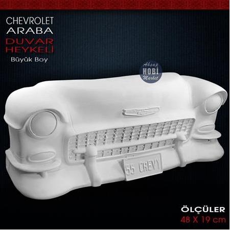 Chevrolet Chevy Araba Duvar Heykeli (48x19 cm) Ham Polyester