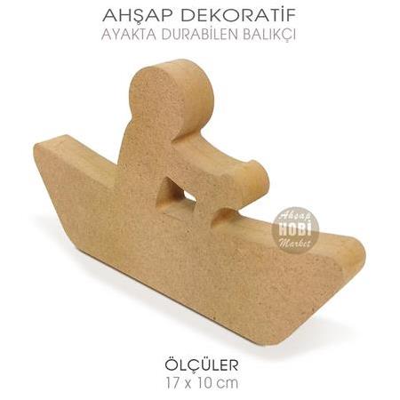 Ahşap Kayıkçı Figür Ayakta Durabilen (17x10 cm) Ham