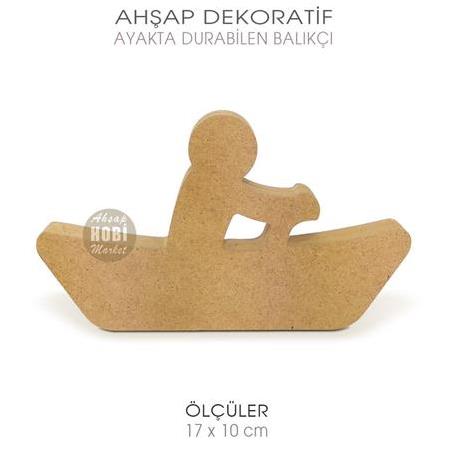 Ahşap Kayıkçı Figür Ayakta Durabilen (17x10 cm) Ham
