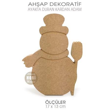 Ahşap Kardan Adam Figürü Ayakta Durabilen (17x13 cm)