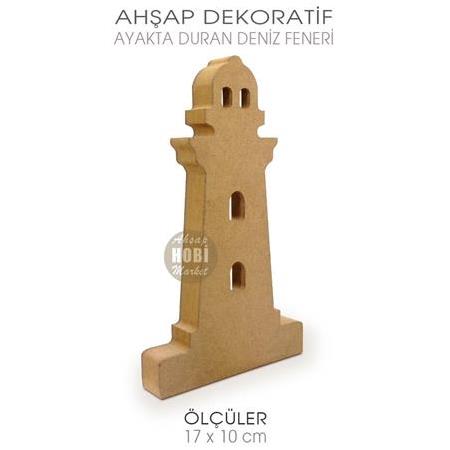 Ahşap Deniz Feneri Figürü Ayakta Durabilen (17x10 cm)