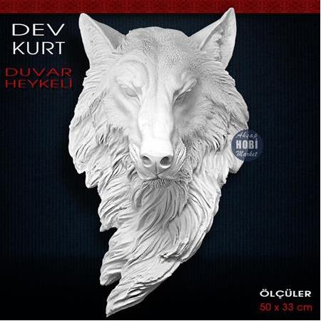 Dev Kurt Duvar Heykeli (50x33 cm) Ham Polyester