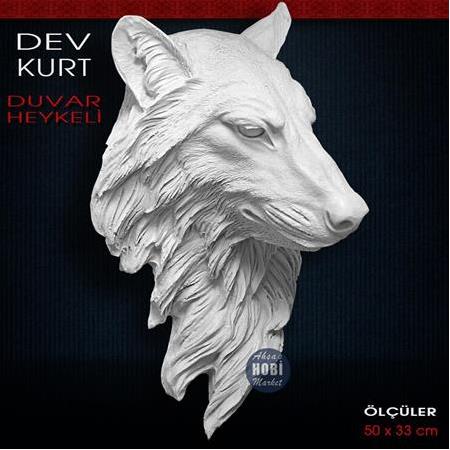 Dev Kurt Duvar Heykeli (50x33 cm) Ham Polyester
