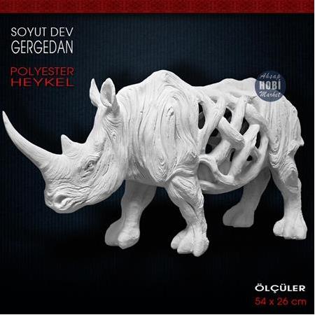 Soyut Gergedan Biblo Dev Boy (54x26 cm) Ham Polyester