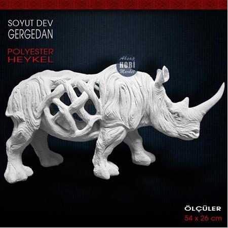 Soyut Gergedan Biblo Dev Boy (54x26 cm) Ham Polyester