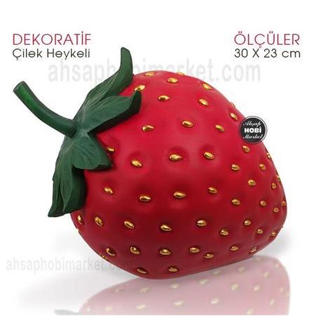 Dekoratif Çilek Heykeli Polyester (30x23 cm) Orjinal Renk