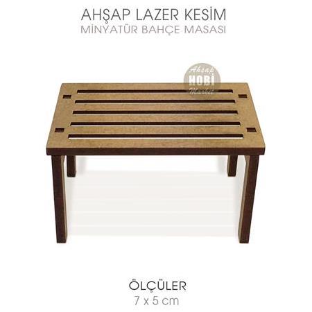 Minyatür Bahçe Masası (7x5 cm) Ahşap Lazer Kesim