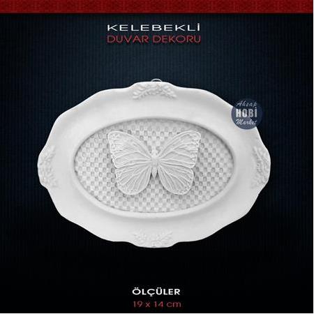 Kelebek Figürlü Duvar Pano (19x14cm) Ham Polyester