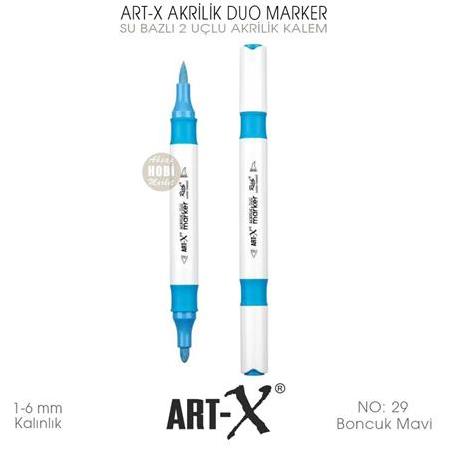 Art-X Akrilik Duo Marker 29 Boncuk Mavi 2 Uçlu Akrilik Kalem