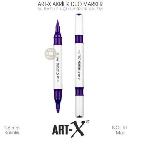 Art-X Akrilik Duo Marker 51 Mor Renk 2 Uçlu Akrilik Kalem