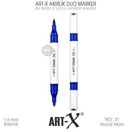 Art-X Akrilik Duo Marker 31 Royal Mavi 2 Uçlu Akrilik Kalem