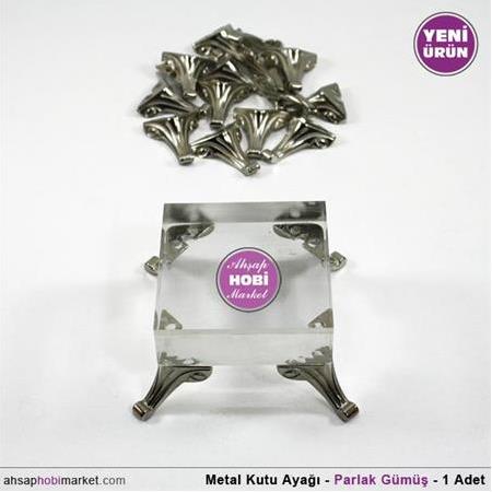 Metal Kutu Ayağı - Parlak Gümüş - (1,80x3,30cm)