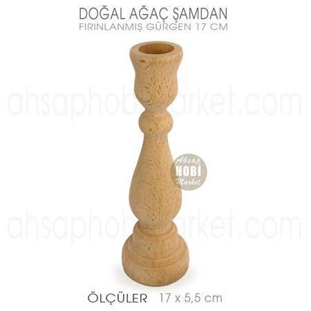 Ahşap Şamdan Mumluk Uzun Boy (17X5,5 cm) Doğal Ağaç