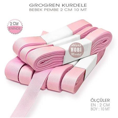 Bebek Pembe Grogren Kurdele En 2cm - 10 Metre