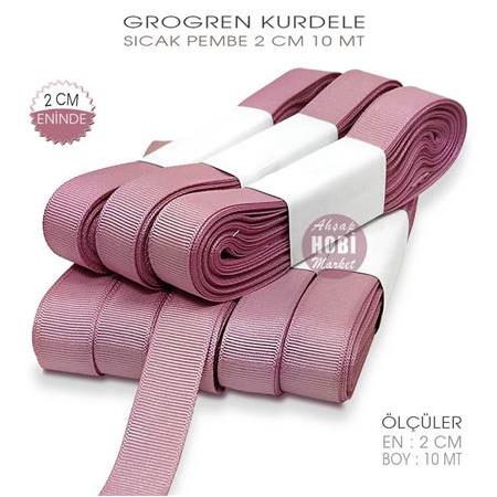 Sıcak Pembe Grogren Kurdele En 2cm - 10 Metre