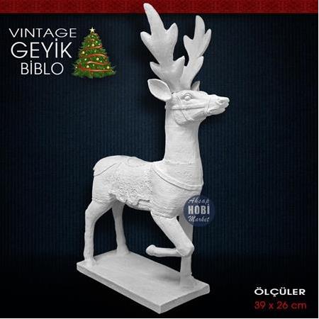 Vintage Geyik Biblo Heykel (39x26 cm) Ham Polyester
