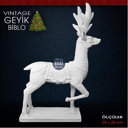 Vintage Geyik Biblo Heykel (39x26 cm) Ham Polyester