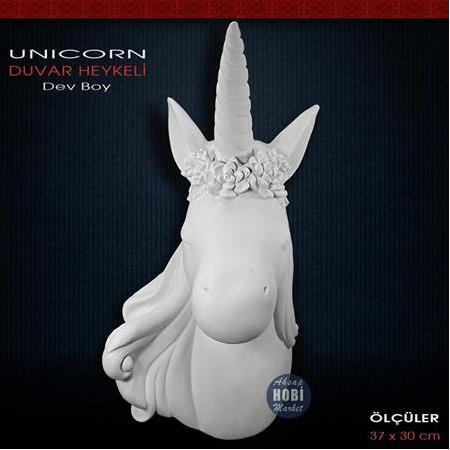 Polyester Unicorn Duvar Atı Heykeli (37x30cm)