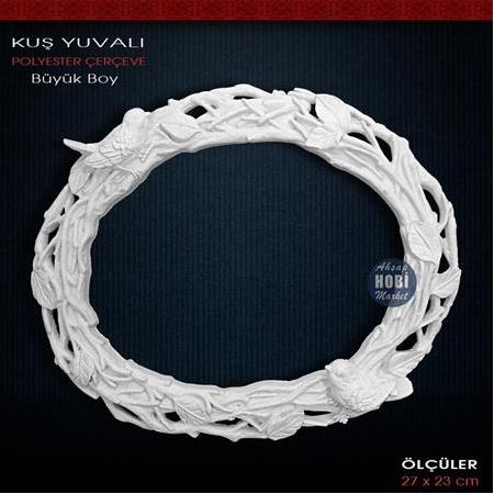 Kuş Yuvalı Çerçeve Büyük Boy (27X23cm) Ham Polyester