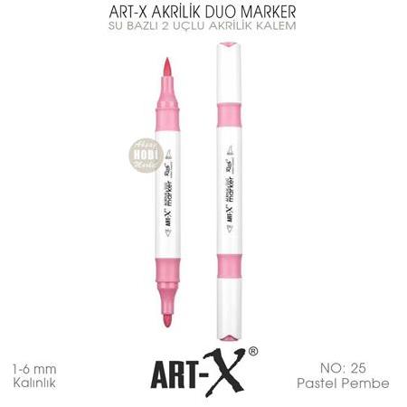 Art-X Akrilik Duo Marker 25 Pastel Pembe 2 Uçlu Akrilik Kalem