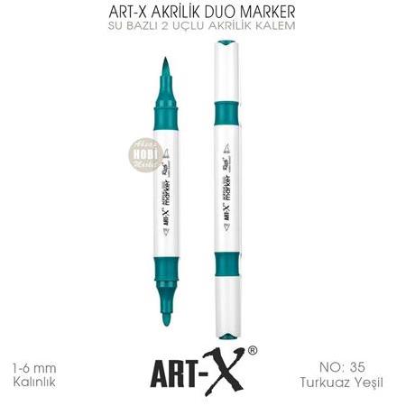 Art-X Akrilik Duo Marker 35 Turkuaz Yeşil 2 Uçlu Akrilik Kalem
