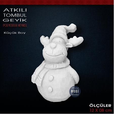 Atkılı Tombul Geyik Biblo (12x8 cm) Ham Polyester