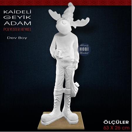 Geyik Adam Heykeli Dev Boy (63x26 cm) Ham Polyester
