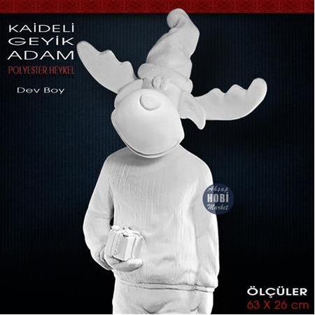 Geyik Adam Heykeli Dev Boy (63x26 cm) Ham Polyester