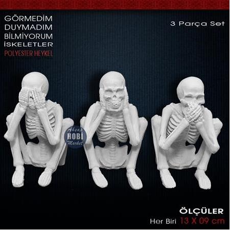 Görmedim Duymadım Bilmiyorum İskeletler (3 Parça) Ham Polyester
