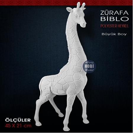 Zürafa Biblo Heykeli Büyük (45x21 cm) Ham Polyester