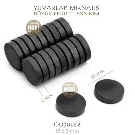 Yuvarlak Mıknatıs Büyük Boy Ferrit 18x3 mm 100 adet